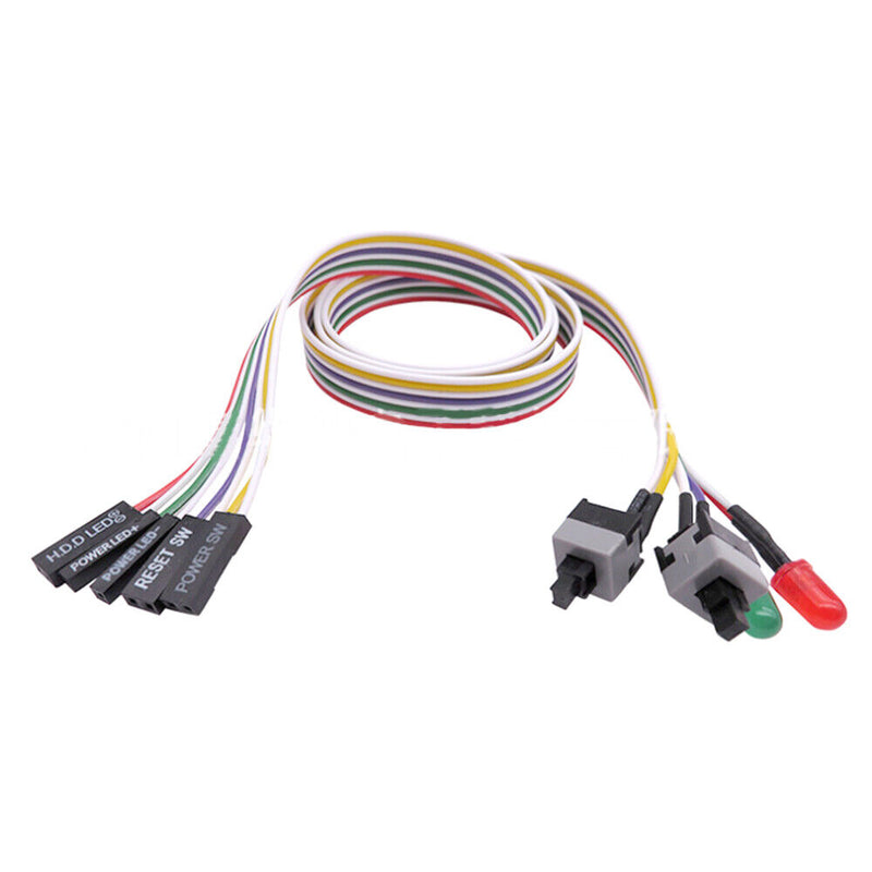 ATX PC Compute Motherboard Power Cable 2 Switch On/Off/Reset w/LED Light 65cm