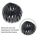 Women Bun Hair Claw Expanding Ponytail Buckle Bird Nest Hair Clip (Black)