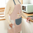 Printed Kitchen Apron Cute Women Non-woven Home Waterproof Pinafore (Pink) Newly