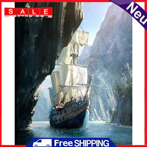 Hand Painted on Canvas DIY Boat Oil Paint By Numbers Drawing Kit Home Decoration