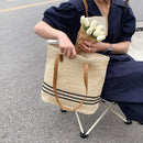 Summer Straw Shoulder Bags Women Striped Woven Beach Shopper Handbag (1)