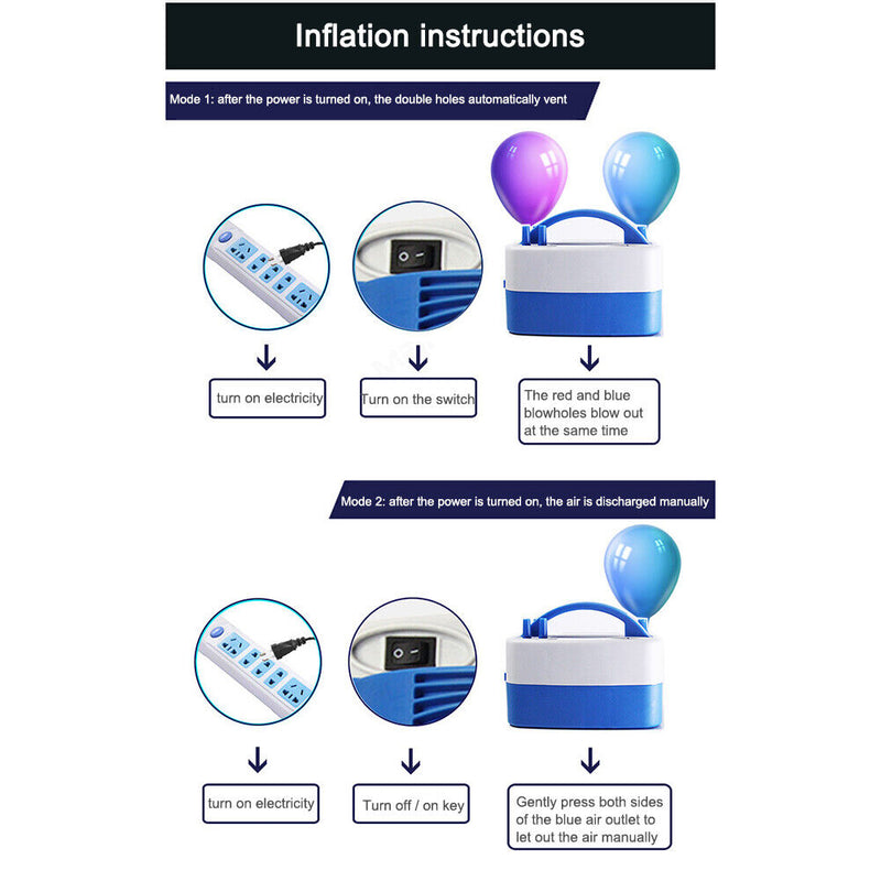 Portable Balloon Air Pump Electric Two Nozzle Inflatable Air Blower EU Plug