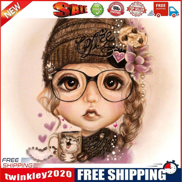Coffee Girl Oil Paint By Numbers Kits Canvas Picture Wall Art DIY Craft