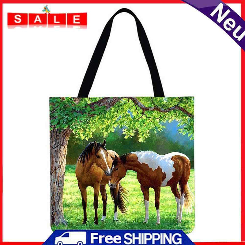 Motingdi Horse Demo Shopping Bag, Printed, Casual, Large Capacity, 40x
