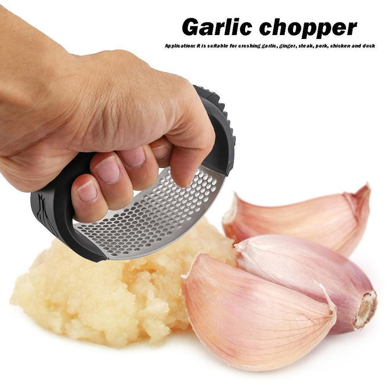 Stainless Steel Manual Garlic Presser Ginger Chopper Kitchen Tool (Black)