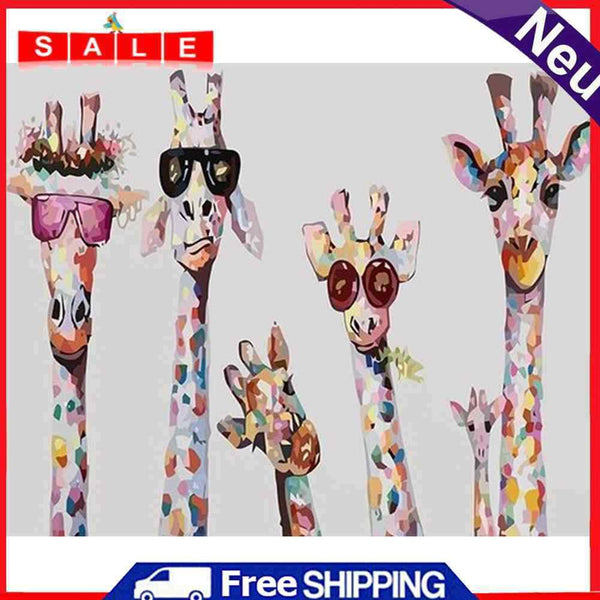 Digital Oil Painting By Numbers Kits Animal DIY Hanger Decor Canvas Wall Art Set