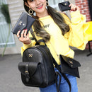 4pcs Women PU leather Backpack Shoulder Bag Clutch Bag Card Holder(Black)