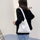 Women Faux Fur Solid Color Handbags Large Capacity Shoulder Bags (White)
