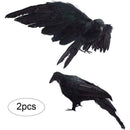 2Pcs Simulation Crow Black Crow Props Feather Birds Home Horror Decor J2Z2