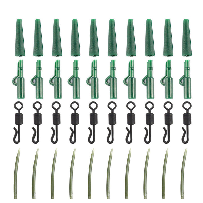 40pcs Lead Clips Quick Change Swivels Tail Rubber Tubes Anti Knot Sleeves K