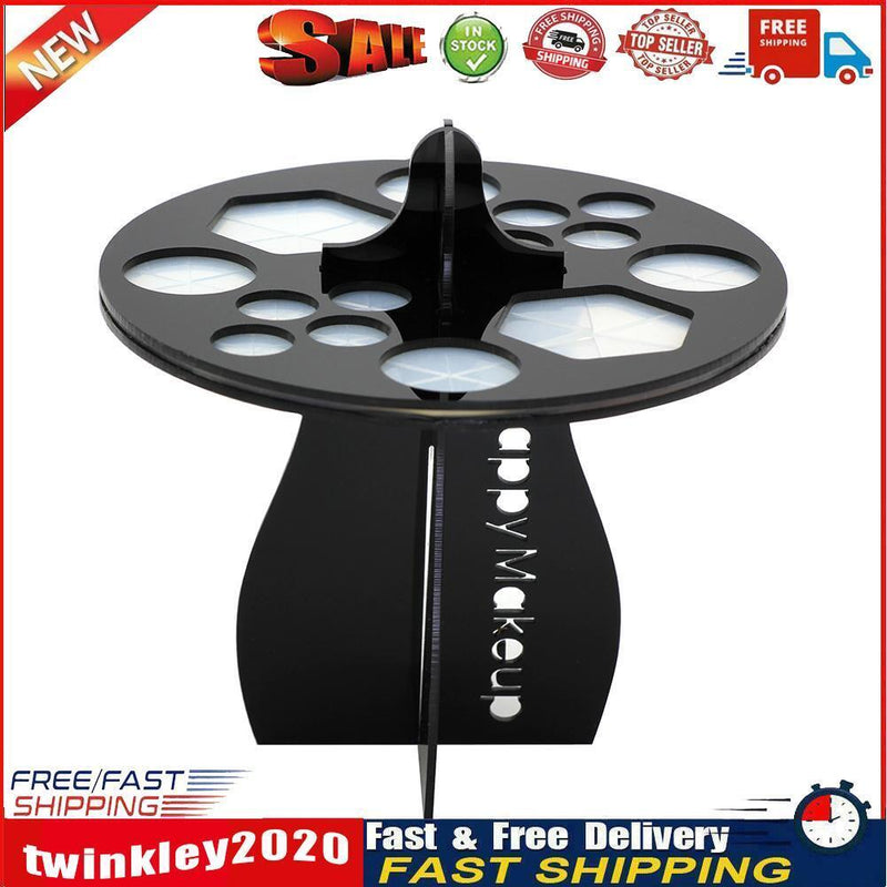 Acrylic Makeup Brush Drying Rack 14 Holes Detachable Brush Holder (Black) Newly