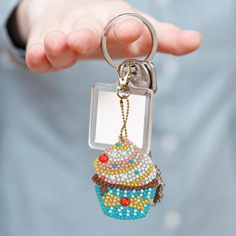 4pcs DIY Full Drill Special Shaped Diamond Painting Women Bag Cupcake Keychain