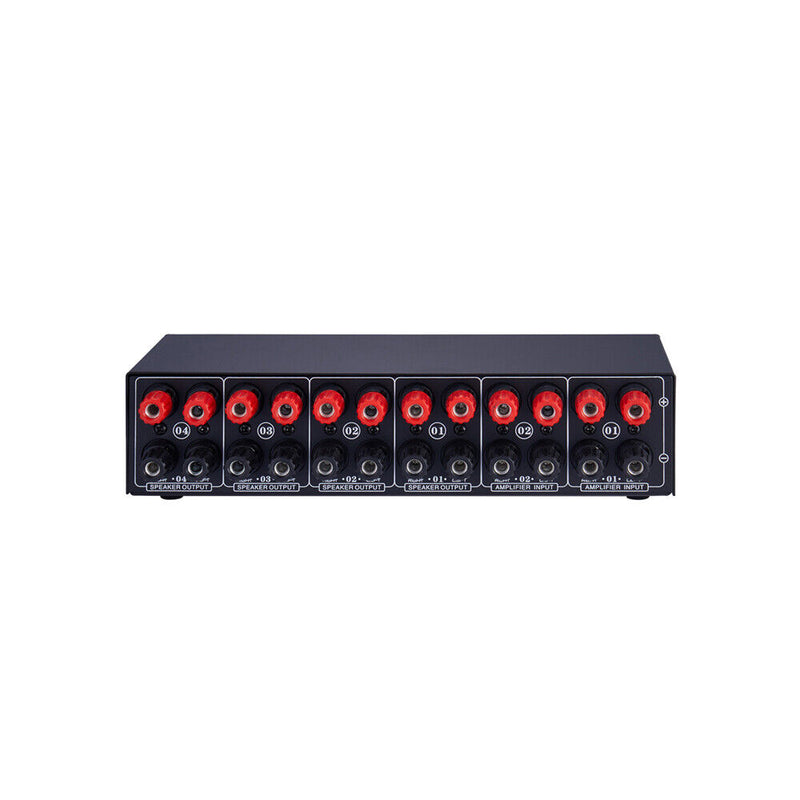 2-IN-4-OUT Amplifier/Speaker Splitter Stereo Audio Switcher Box Selector + Amp