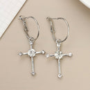Woman Party Accessories Jewelry Diamante Cross Earrings Stud Earrings Dangle