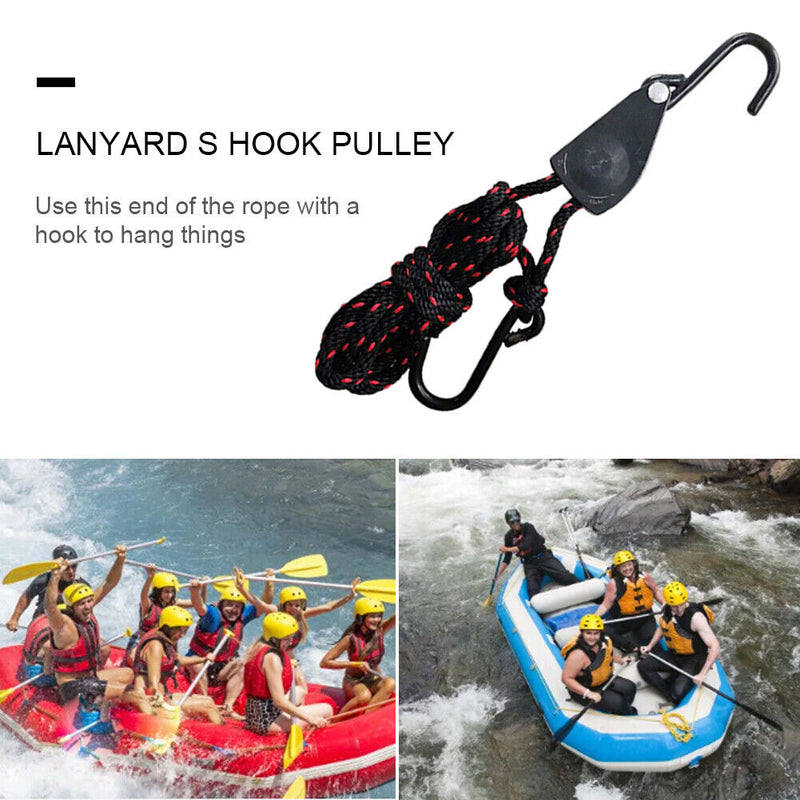 Adjustable Hanging Lanyard Tent Lamp Lifting Pulley Hook (1/4 inch Metal) Newly