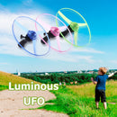 Funny Pull String Colorful LED Light Up Flying Saucer Disc Kids Development