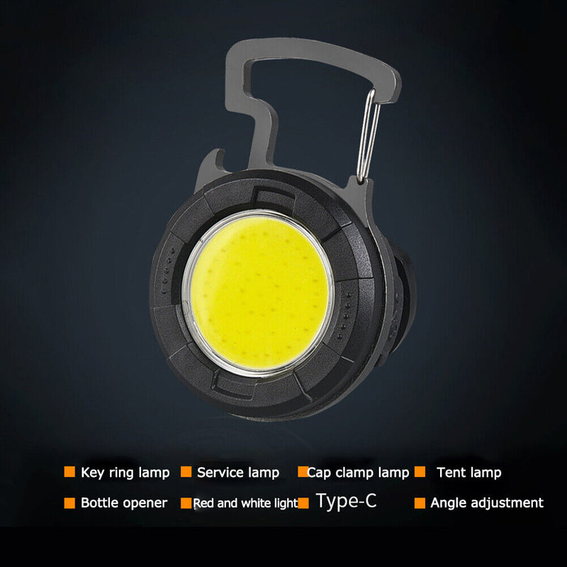 Camping Bottle Opener Outdoor 5 Modes USB COB LED Mini Keychain Flashlight La