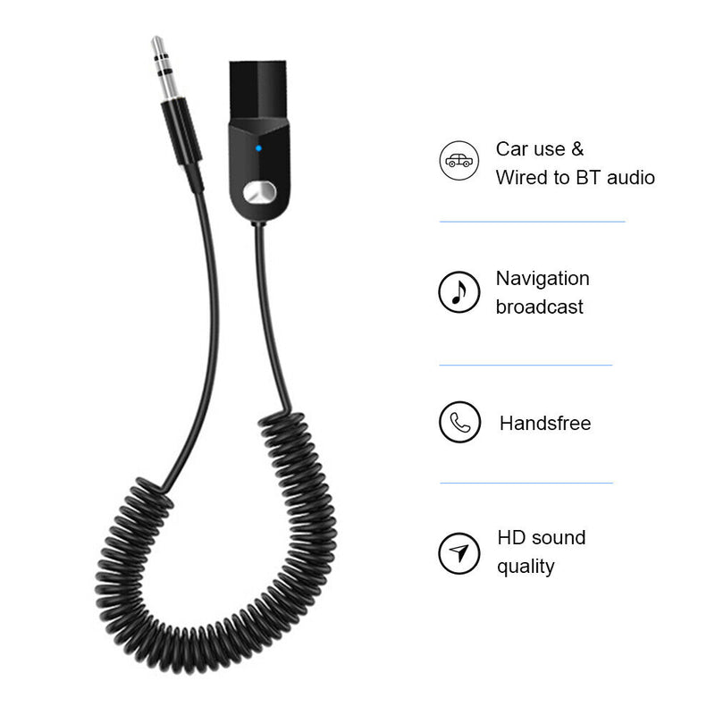AUX Bluetooth-compatible 5.0 Audio Receiver Handsfree Music Adapter for Car
