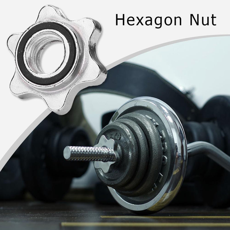Lifting Standard Hex Nut Barbell Bar Solid Steel Spin-lock Dumbell Clamps Newly