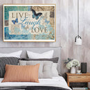 5D DIY Round Drill Diamond Painting Blue Butterfly Letters Art Landscape Mo