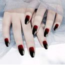 Coffin Shape Nail Art Patch Black-Red Gradient Ballerina False Nails With Glue