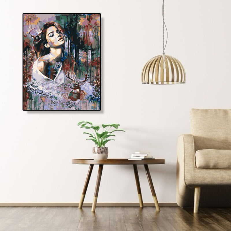 Painting By Numbers Kit DIY Beauty Deer Hand Painted Canvas Oil Wall Picture Art
