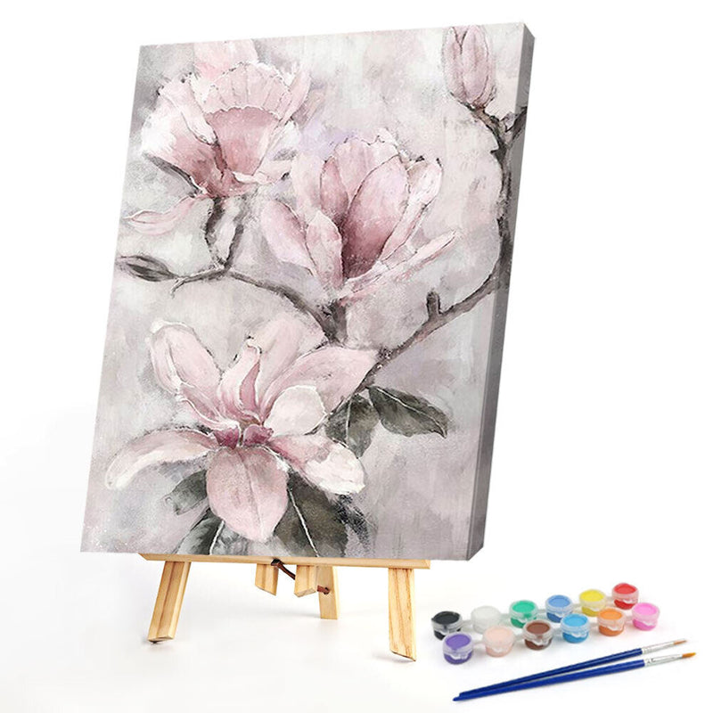 Pink Flower Oil Paint By Numbers Kits Canvas Picture Wall Art DIY Craft Coloring