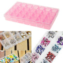 28 Slots Storage Box Nail Art Rhinestone Jewelry Display Case (Pink) Newly