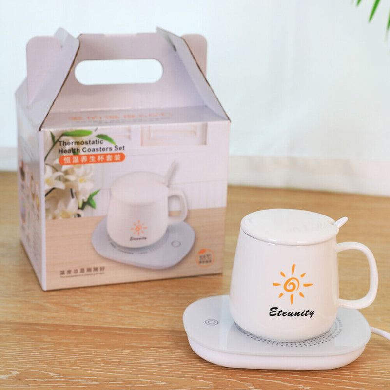 55-Degree USB Cup Heated Coaster Gravity Sensor Mug Warmer Pad Mat (White)