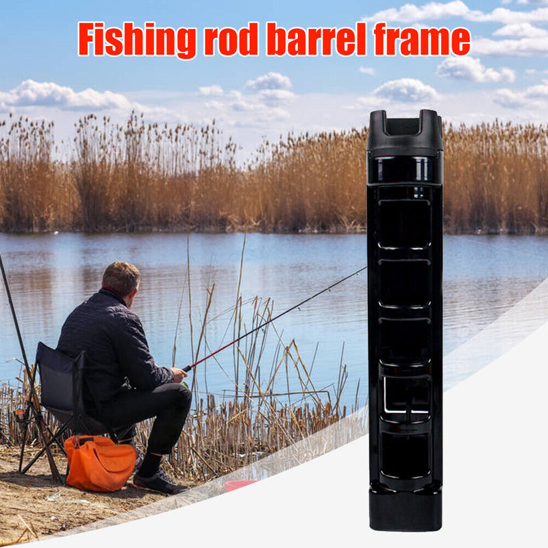 Fishing Box Rod Barrel Holder Pole Tube Stand Bracket for MEIHO Box (Black)