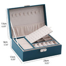 2 Layer Women Jewelry Box, Lockable Organizer, Display Storage Case (Green)