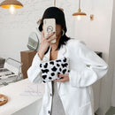 Fashion Cow Zebra Pattern Plush Purses Card Holder Wallet Women Clutches Hand