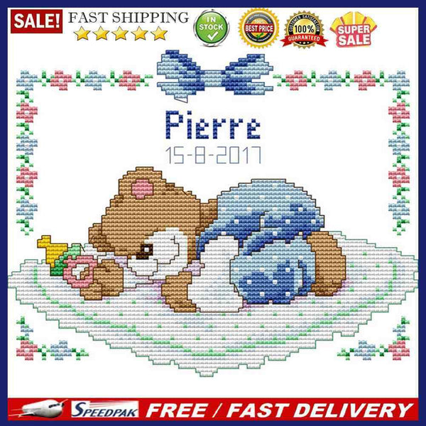 Partial Cross Stitch 14CT Cotton Thread DIY Cartoon Baby Counted Embroidery K