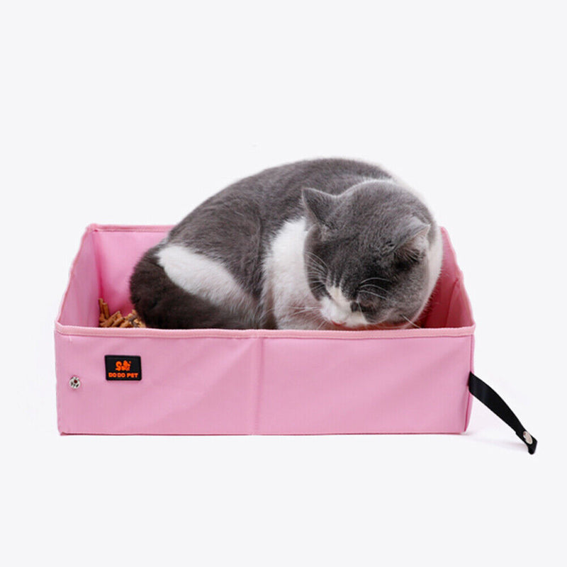 #A Waterproof Litter Box Bedpan Foldable Outdoor Travel Car Toilet Tray for Cat