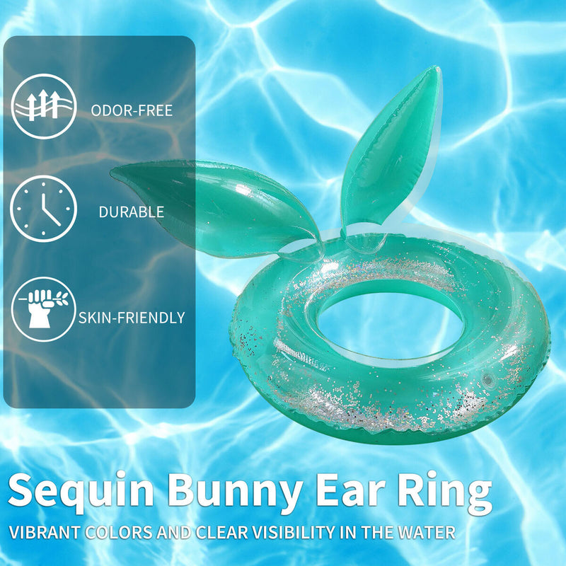 Kids Swimming Ring Cute Rabbit Ears Modeling Reusable Thickening Ring (B)