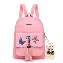 4pcs/set Fashion Women Butterfly Print Backpack Clutch Shoulder Bag (Pink)