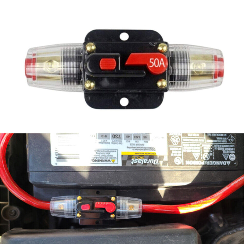 50A Circuit Breaker Automatic Reset 12-42V Car Marine Boat Fuse Holder