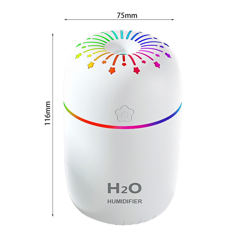 USB Night Light Air Humidifier Home Car Desktop Aroma Oil Diffuser (White)