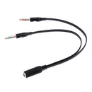1 Female to 2 3.5mm Male Plug Y Splitter Stereo Mic Audio Adapter Cable