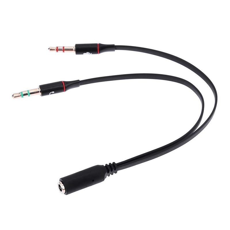 1 Female to 2 3.5mm Male Plug Y Splitter Stereo Mic Audio Adapter Cable