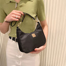 Retro Totes Bag Women Solid Small Casual Underarm Handle Handbag (Black)