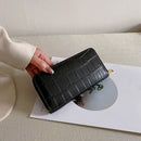 Ladies PU Leather Mini Purse Retro Alligator Pattern Phone Card Bag Long Wallet