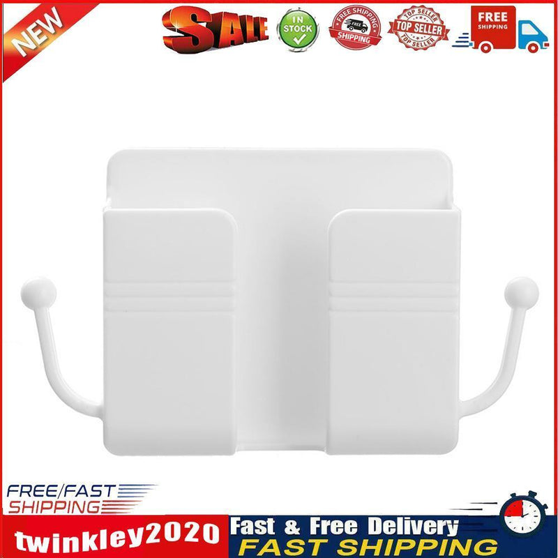 Adhesive Remote Control Mobile Phone Charging Plug Organizer Rack (White) Newly