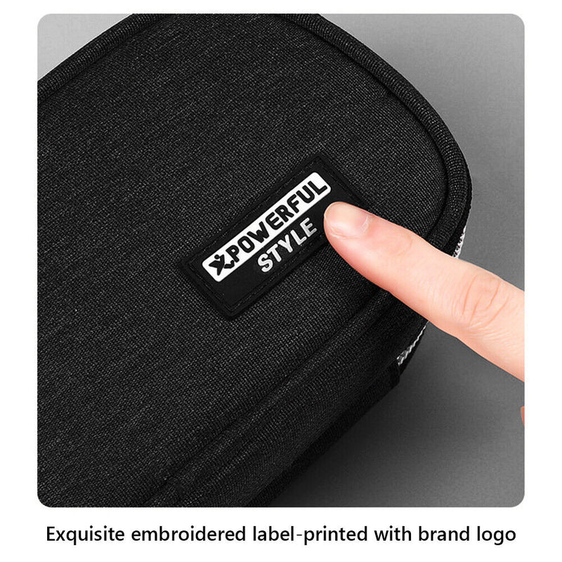 Multi-layer Canvas Pencil Pouch Holder Organizer Washable with Double Zippers