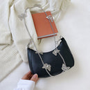 Women Butterfly Chain Pure Color Shoulder Underarm Bag Fashion PU Hobos Handbags