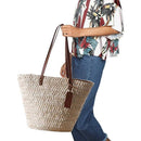 Women Beach Woven Shoulder Bag Holiday Totes Travel Bucket Straw Handbags