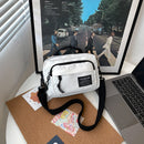 Unisex Shoulder Bag Oxford Handheld Crossbody Zip Satchel Handbag (White)