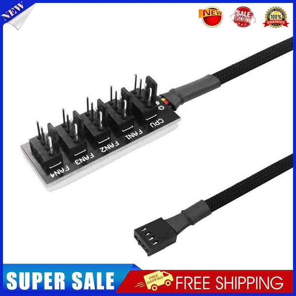 2Pcs 40cm 1 to 5 4Pin PWM Fan CPU HUB Splitter PC Case Cooler Power Adapter