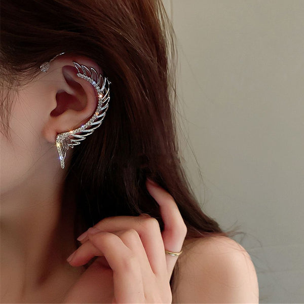 Zircon Exquisite Sparkling Ear Cuff Wing Earrings Stud Earrings Ear Wrap Dangle
