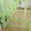 Tulip Flower Yarn Sheer Window Curtain Scarf Drapes for Bedroom (Green)